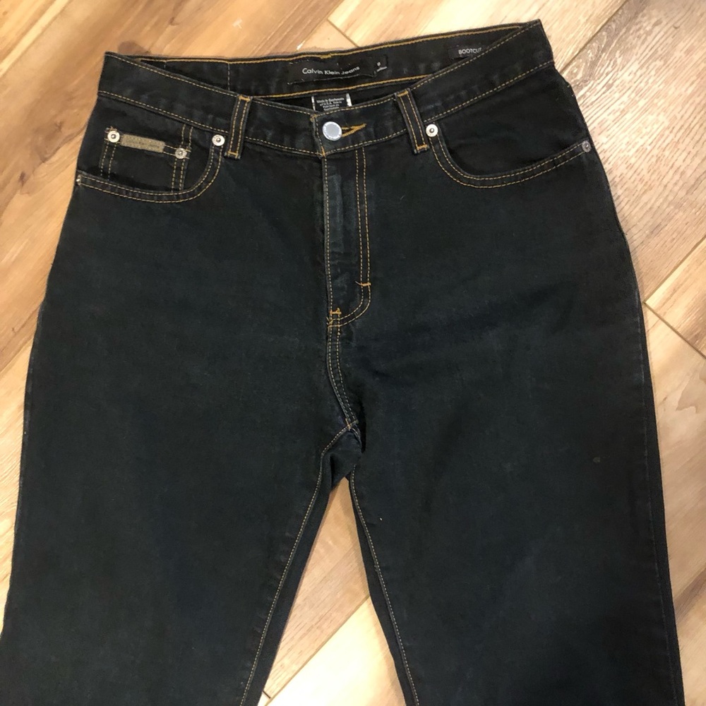 Calvin Klein Jeans Dark Blue Wash Boot Cut Size 8   32" Length - Picture 13 of 14